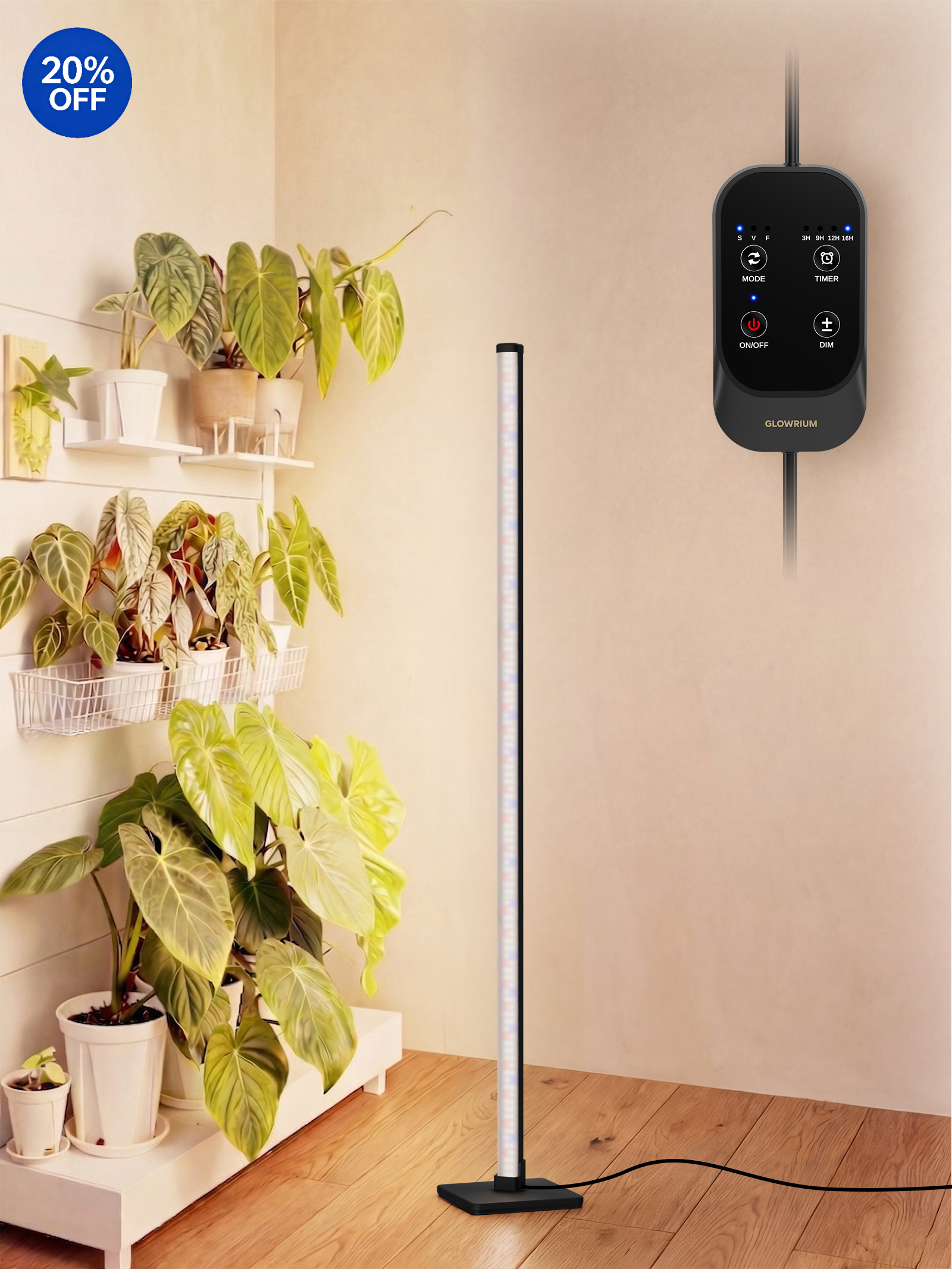 GLOWRIUM G3 | 36W (152,4 cm) Vollspektrum-LED-Vertikal-Pflanzenlampe