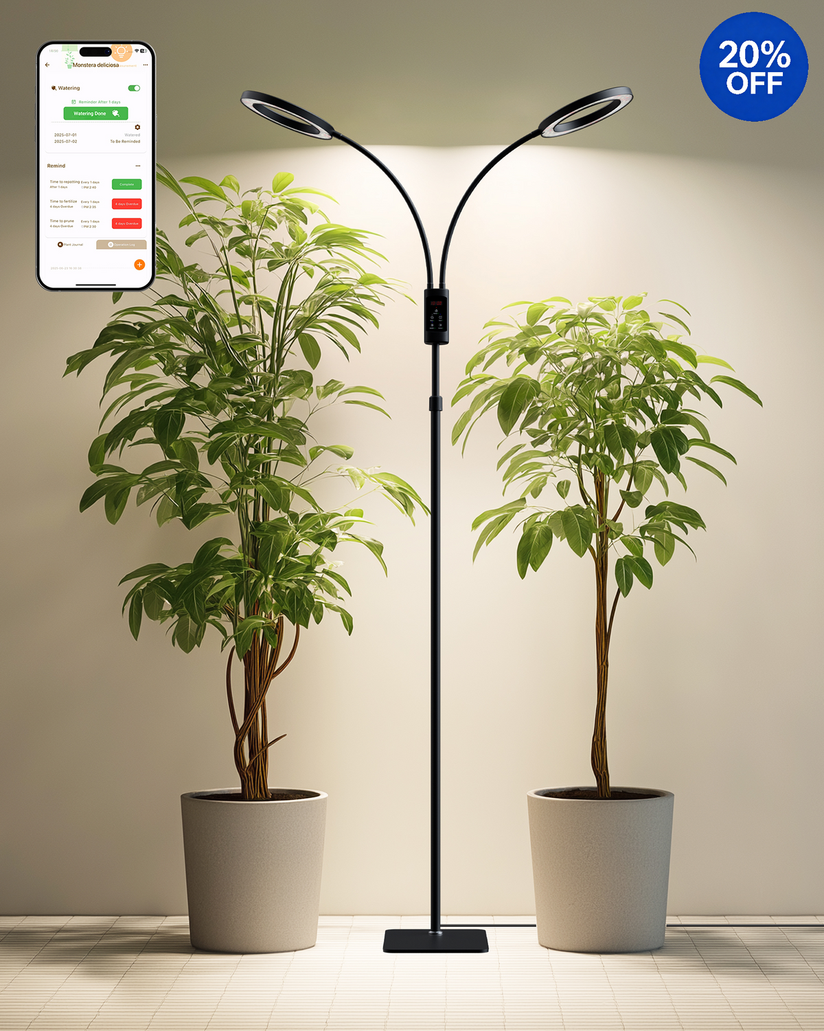 GLOWRIUM G5 | 48W Intelligente Vollspektrum-LED-Pflanzenlampe für den Bodenbereich
