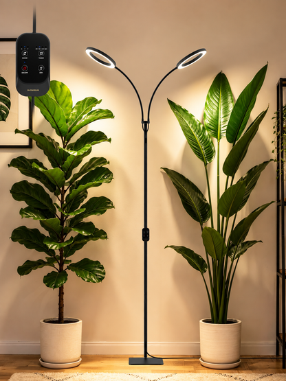 GLOWRIUM® G2 Pro 48W Full Spectrum Grow Light - Indoor LED Plant Light with Timer, Height Adjustment, Stepless Dimming