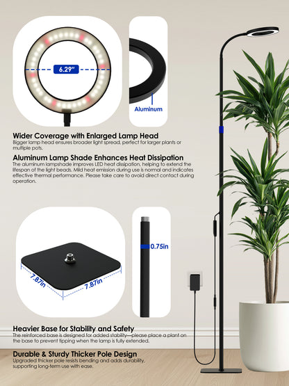 GLOWRIUM Smart Grow Light for Indoor Plants, Full Spectrum Floor Plant Light with APP Control, Auto Timer &amp; Adjustable Height for Large Tall Plants-G10