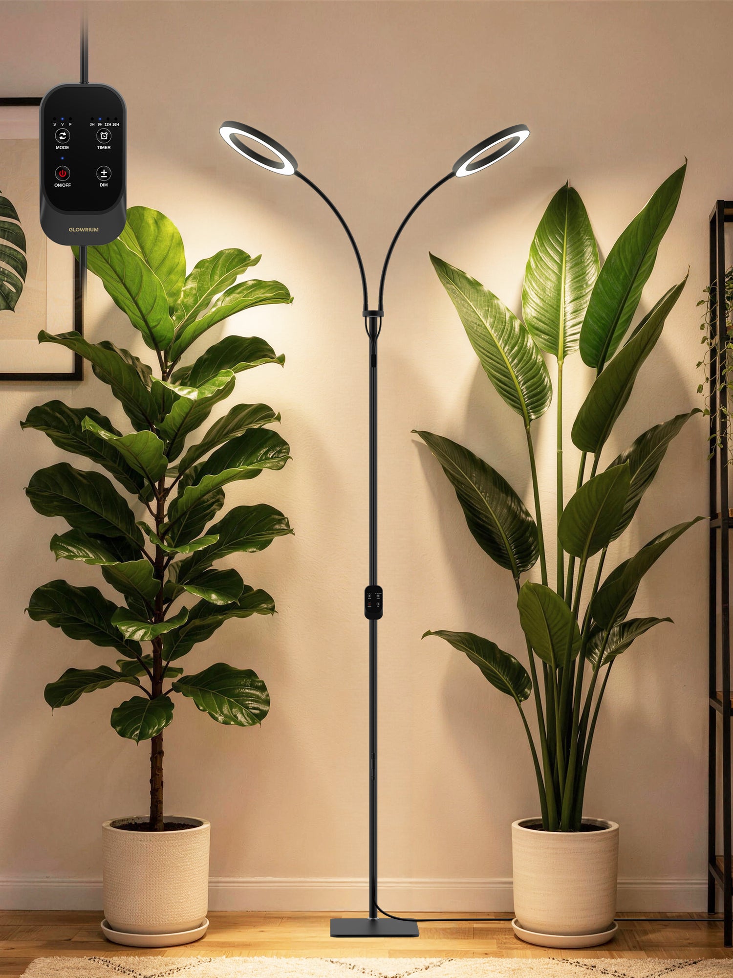 GLOWRIUM Full Spectrum 48W Plant Grow Light – Indoor LED Light with Timer, Height Adjustment &amp; Stepless Dimming-G2Pro