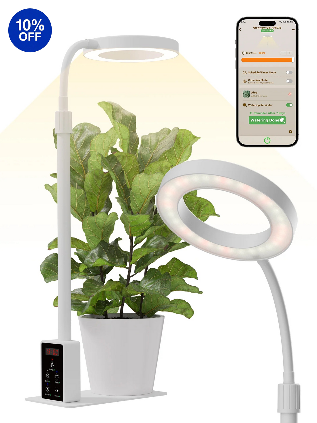 GLOWRIUM G4 12W White Smart Full Spectrum LED Desktop Grow Light