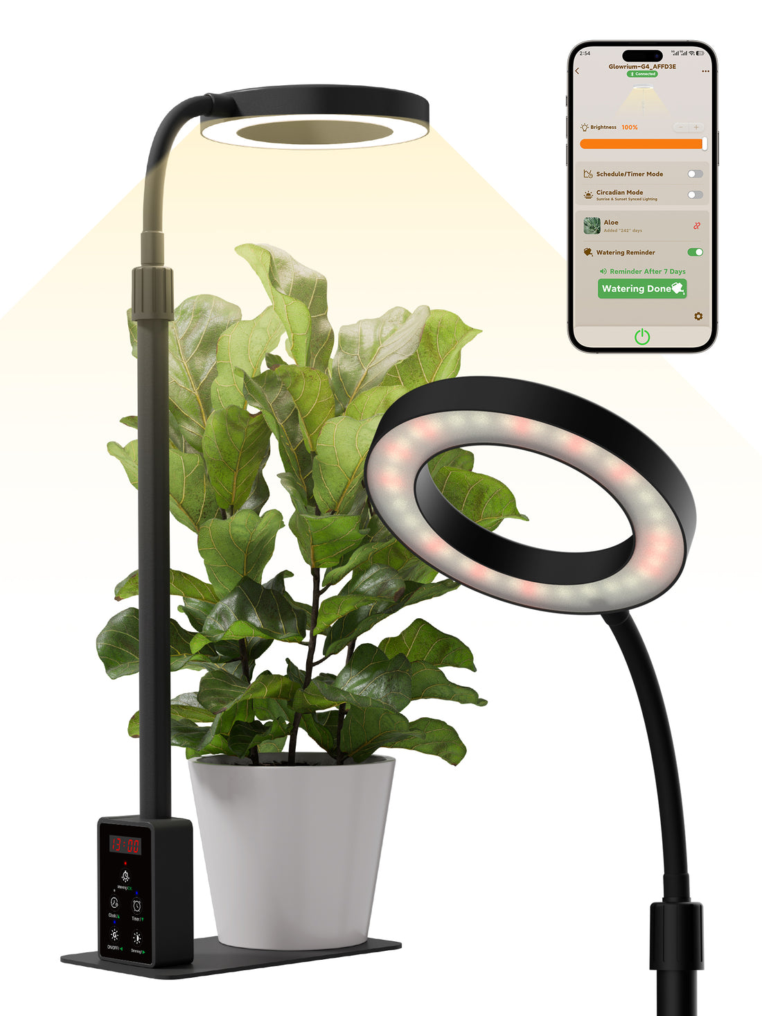 GLOWRIUM G4 | 12W Smarte Vollspektrum-LED-Desktop-Pflanzenlampe