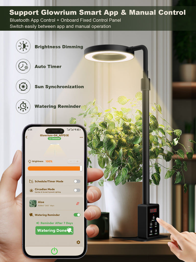 GLOWRIUM G4 | 12W Smarte Vollspektrum-LED-Desktop-Pflanzenlampe