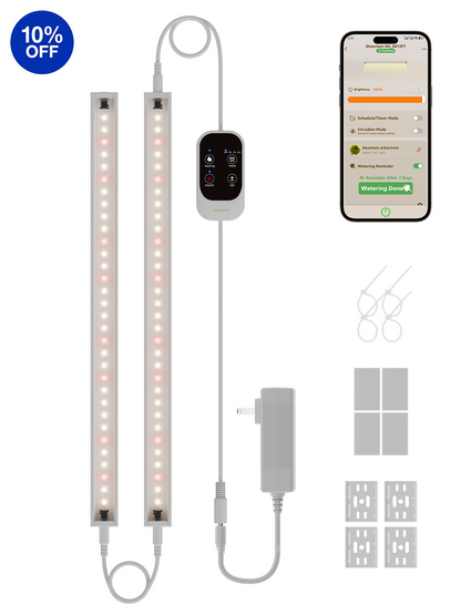 GLOWRIUM G6 2 Pack 16W White smart plant light strips for small plant shelves