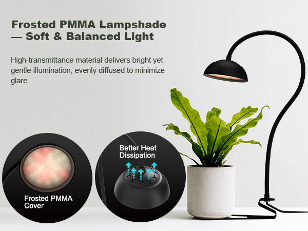 Glowrium G8 full spectrum desk grow light casting comfortable glare-free illumination on indoor plants