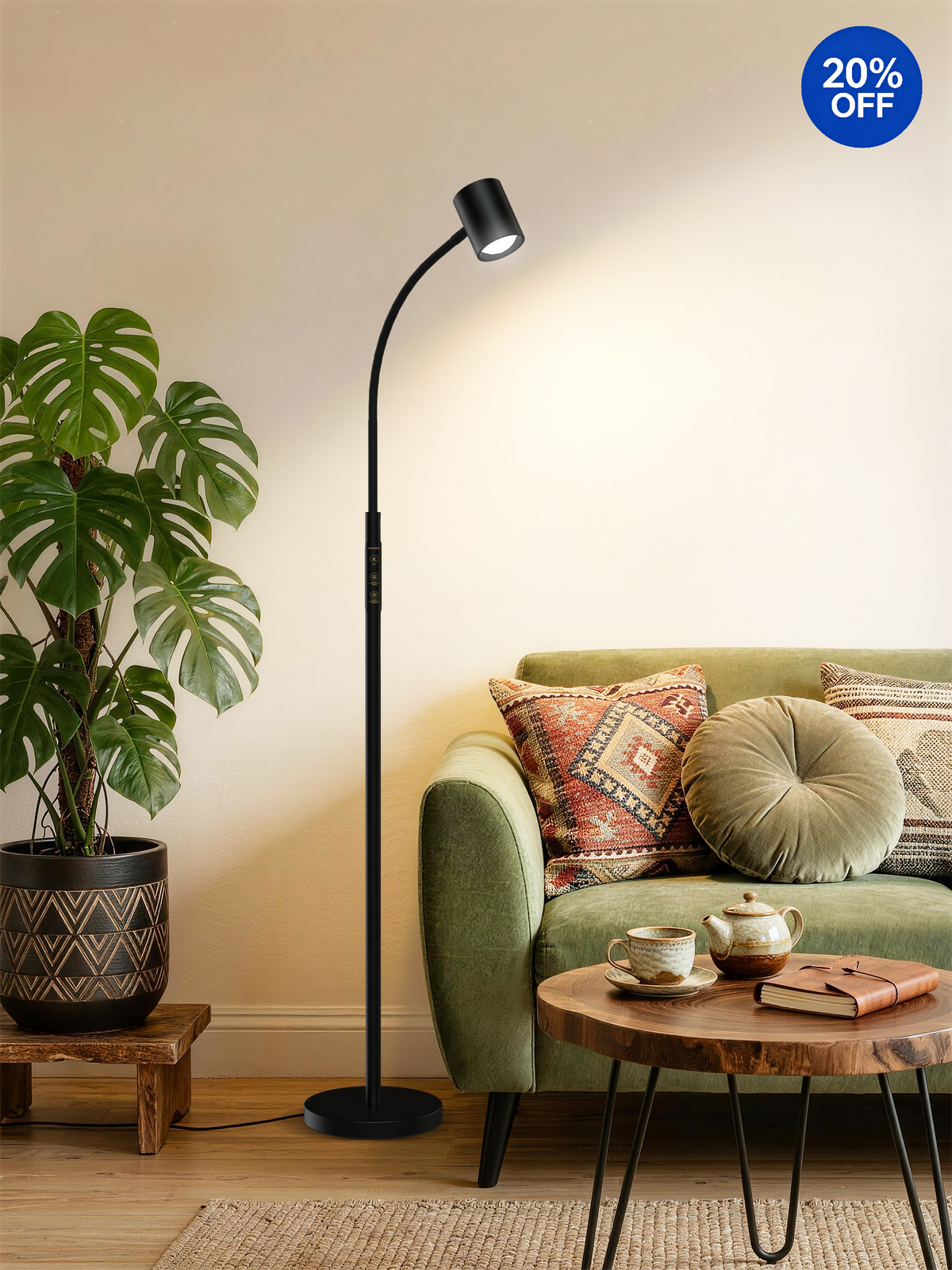 GLOWRIUM® H2B 12W 62" LED-Lese-Stehleuchte für Wohnzimmer, Schlafzimmer &amp; Büro