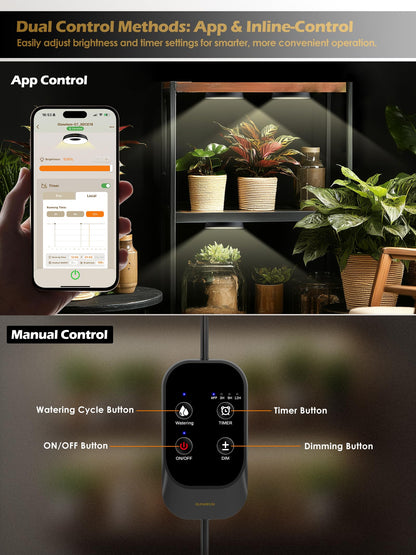 GLOWRIUM® G7 Smart LED Grow Light for Indoor Plants - Full Spectrum, Auto Timer, Stepless Dimming, Watering Reminder, Modular Design, Plant Assistant