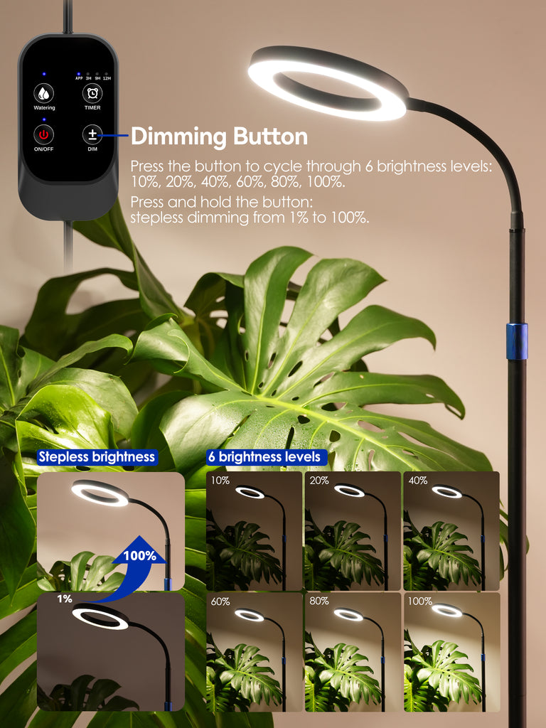 GLOWRIUM® G10 Smart Full Spectrum Floor Grow Light with APP Control, Auto Timer, Telescopic Adjustment for Large Tall Indoor Plants