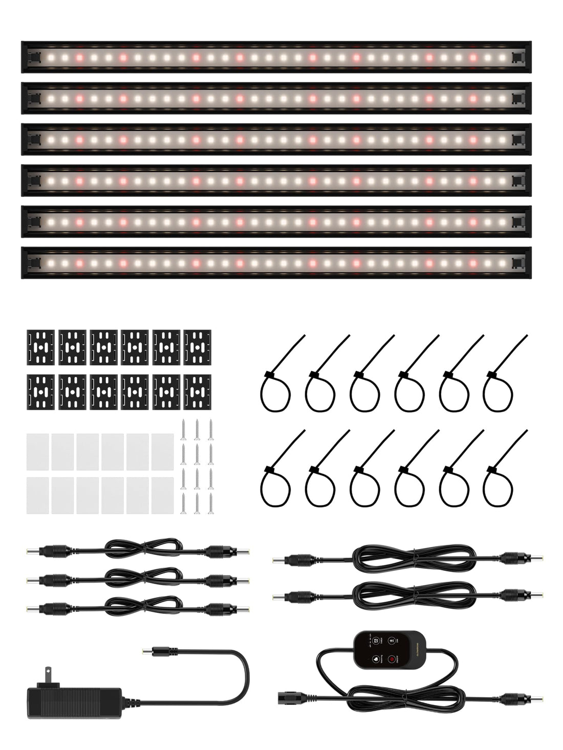 GLOWRIUM G6 smart LED grow light bars 6 pack kit in black finish for plant shelves and plant stands