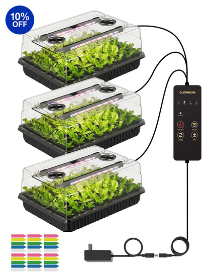 GLOWRIUM G9 Seed Starter Kit with 30W Grow Lights and 3-Pack Trays