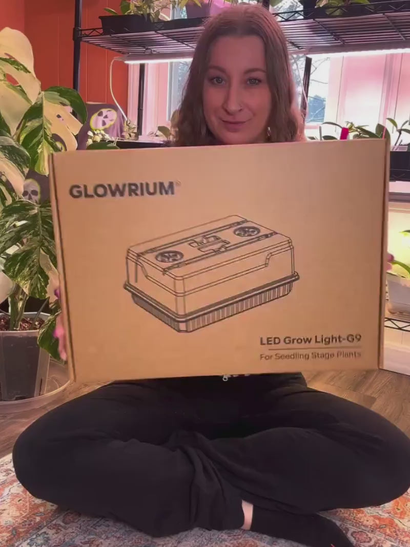 GLOWRIUM® G9 Seed Starter Kit with Full Spectrum Adjustable LED Grow Lights &amp; Humidity Dome | 30W High-Output Seedling Tray for Indoor Germination